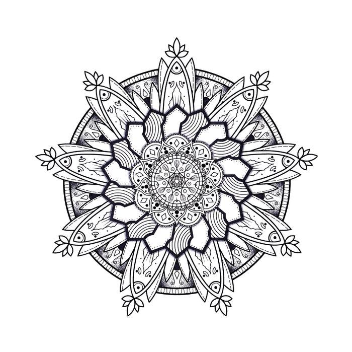 700x699 Mandala Handmade Drawing, Decoration, Mandala Art, Zen Art Duvet