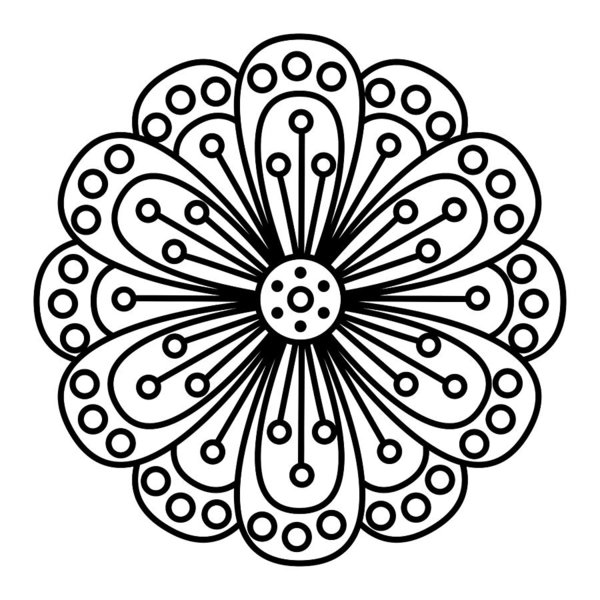 600x600 Simple Black And White Floral Mandala Pattern Art Print