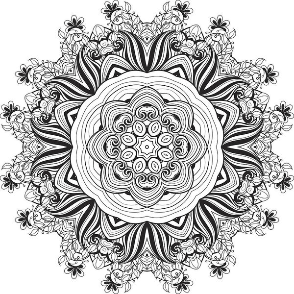 600x600 Vector Beautiful Deco Monochrome Contour Mandala Art Print