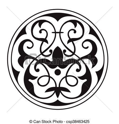 450x470 Oriental Decorative Element Zentangle Mandala Black And Vector