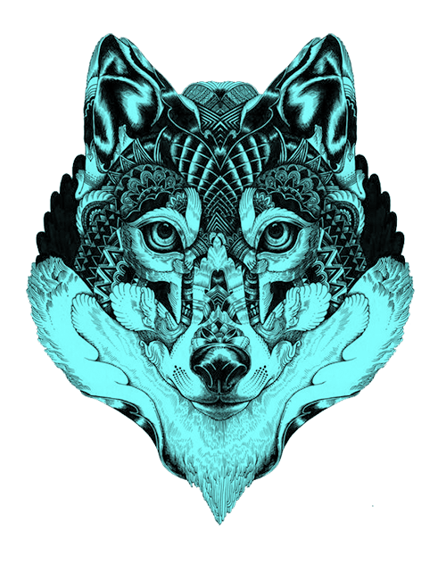 500x632 Download Blue Gray Tattoo Illustration Wolf Mandala Drawing