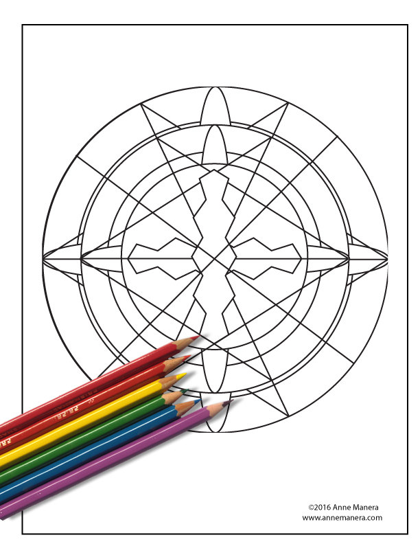 612x792 Mandala Compass Digital Adult Coloring