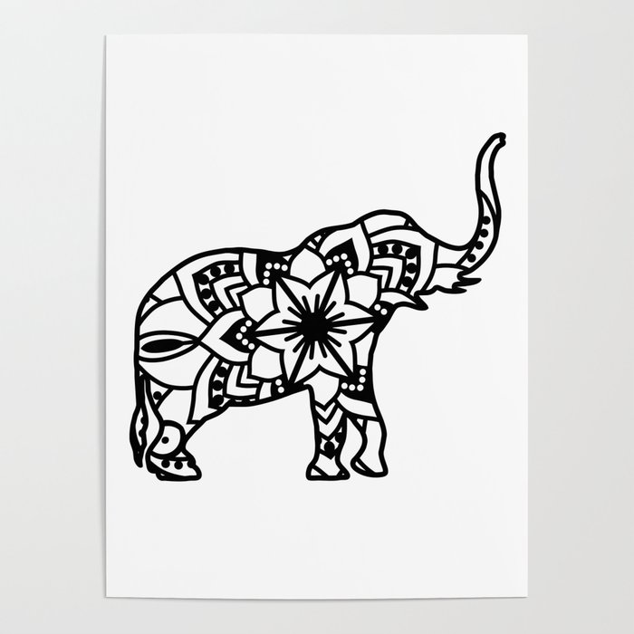 700x700 Elephant Mandala Poster
