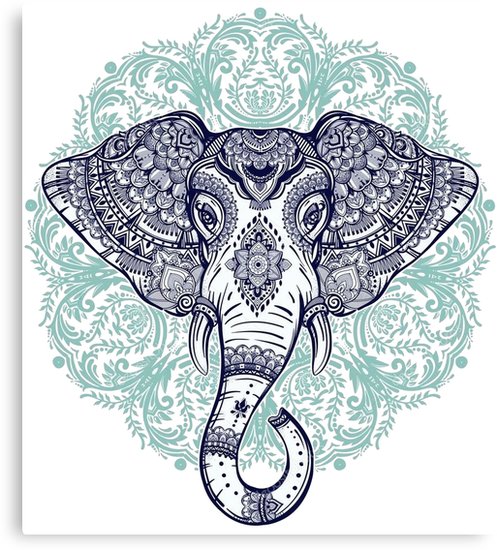 497x550 Elephant Mandala Canvas Prints