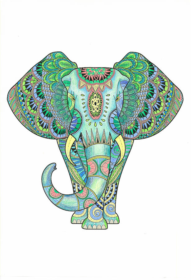 615x900 Mandala Elephant Drawing