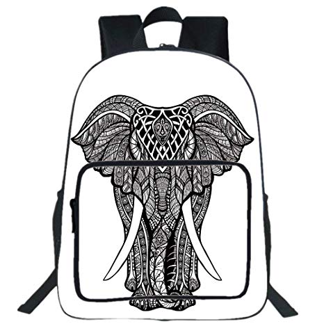 466x466 Iprint Large Casual Backpack,elephant Mandala