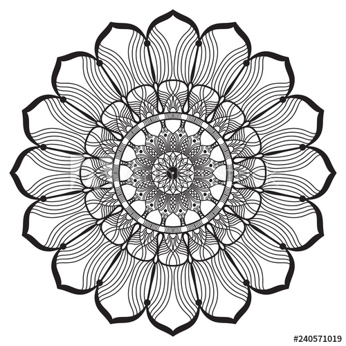 500x500 Mandala Flower Freehand Drawing Vintage Style Decorative Pattern