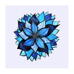 300x300 Pretty Abstract Blue Mandala Like Flower Drawing Digital Art