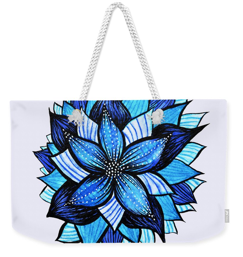 800x845 Pretty Abstract Blue Mandala Like Flower Drawing Weekender Tote