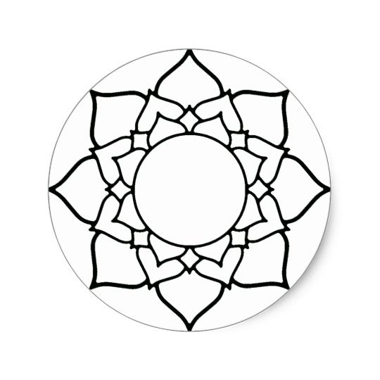 540x540 Lotus Blossom Mandala Line Drawing Classic Round Sticker Paving