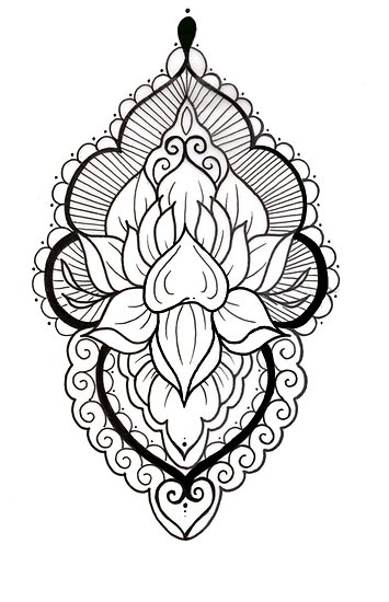 355x550 Mandala Tattoo Flash Black And White Posters