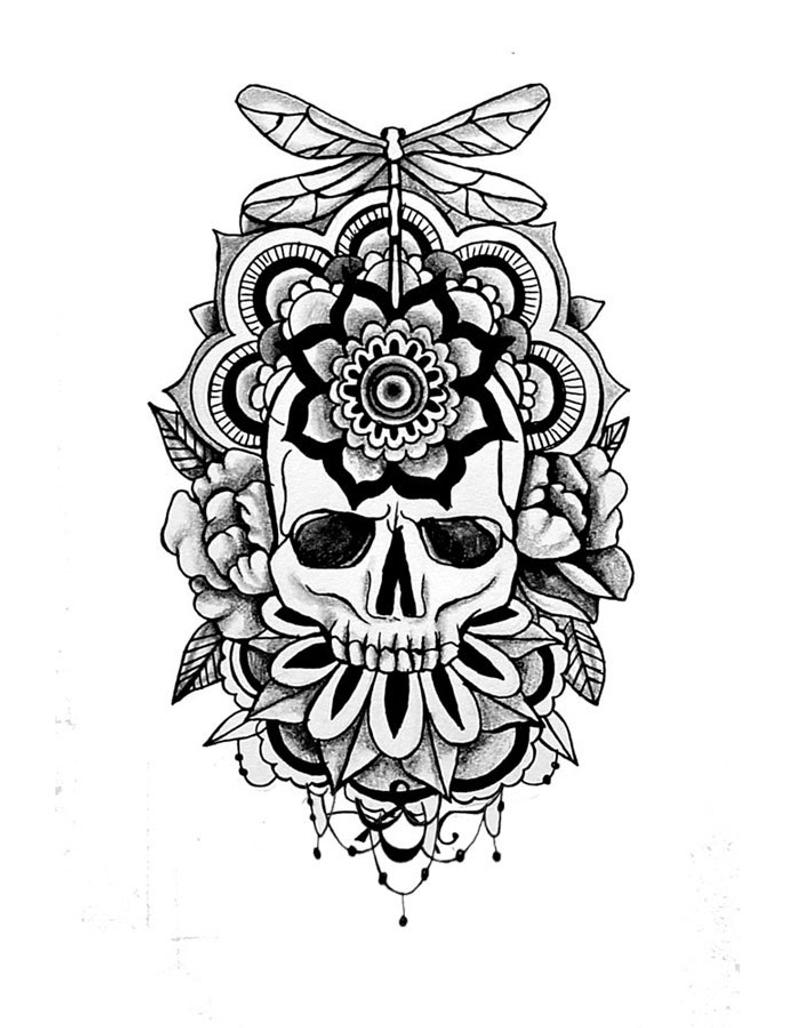 794x1028 Mandala And Skull Tattoo Design Etsy