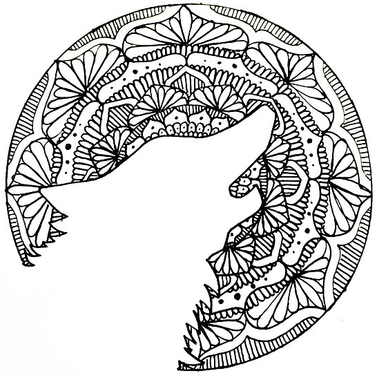 546x550 Halloween Wolf Howling Mandala Photographic Print