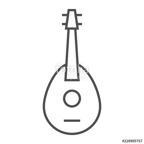 500x500 mandolin thin line icon, musical and string, guitar sign, vector