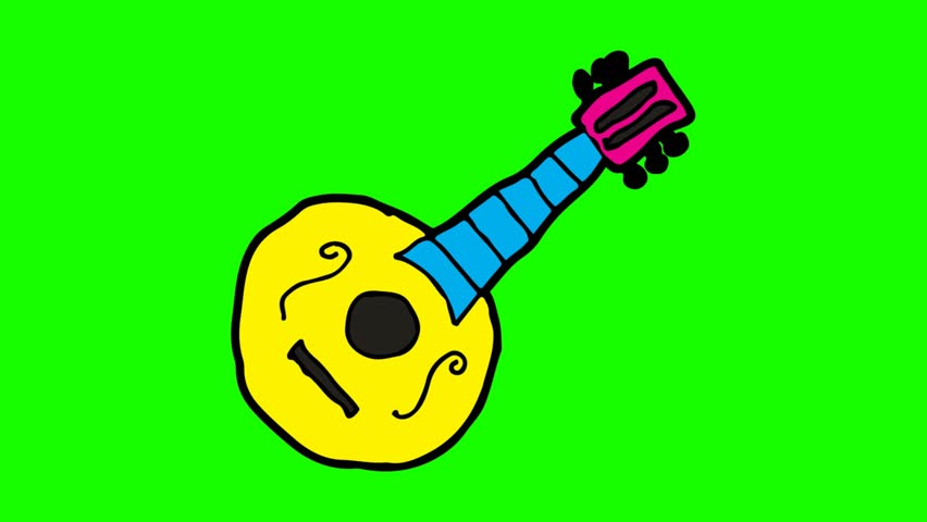 852x480 kids drawing green screen with theme of mandolin