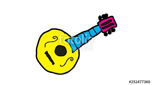 500x281 kids drawing white screen with theme of mandolin stock footage