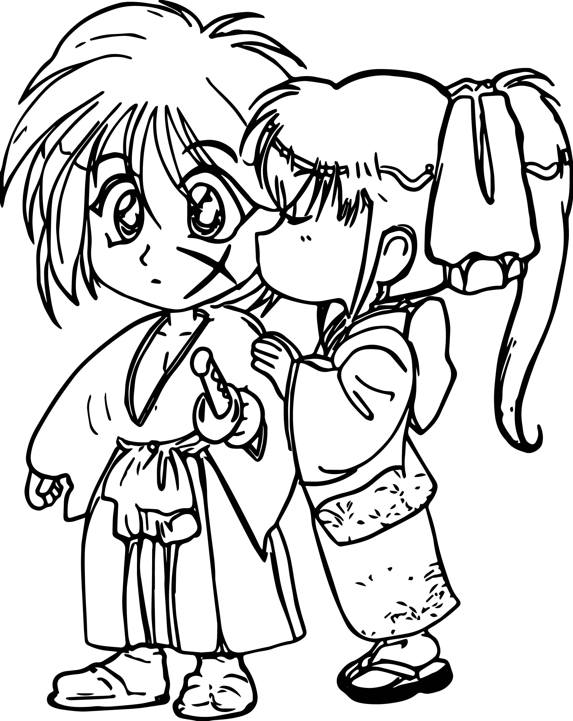 2238x2814 Manga Kids Girl Boy Shock Kiss Coloring