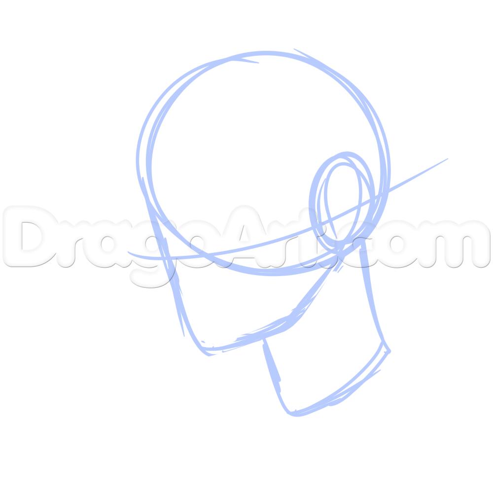1000x1000 Side View Male Anime Face Drawing Tutorial, Step