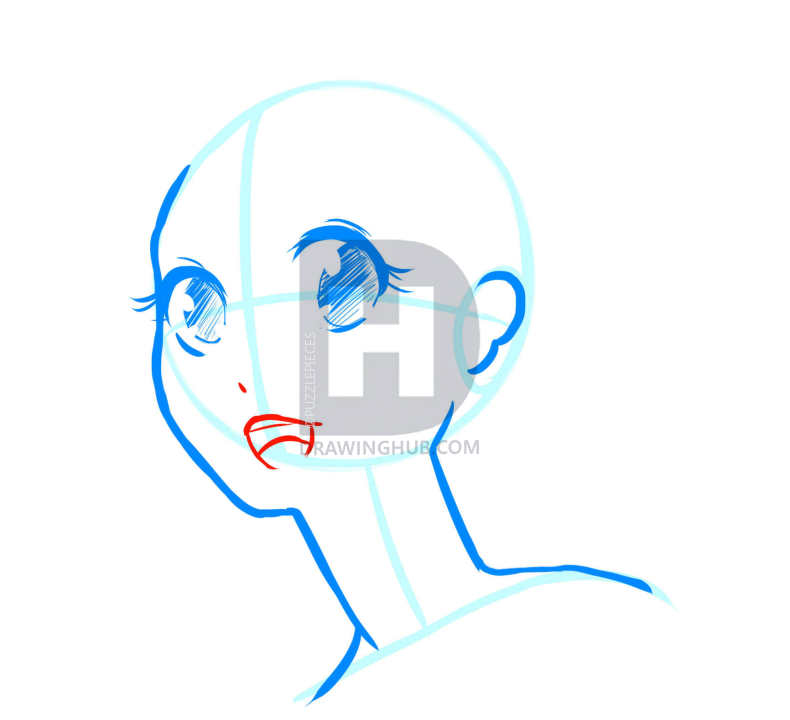 790x720 How To Draw Manga Heads, Step