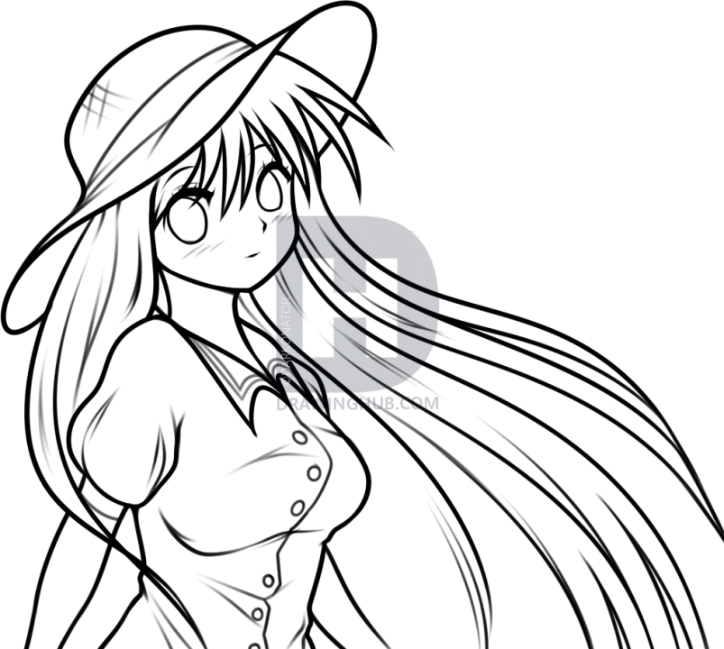 803x720 How To Draw A Manga Girl, Step