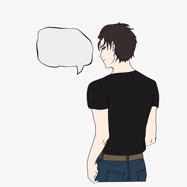 650x651 Manga Wearing Black T Shirt Male Hand Painted Illustration Blue