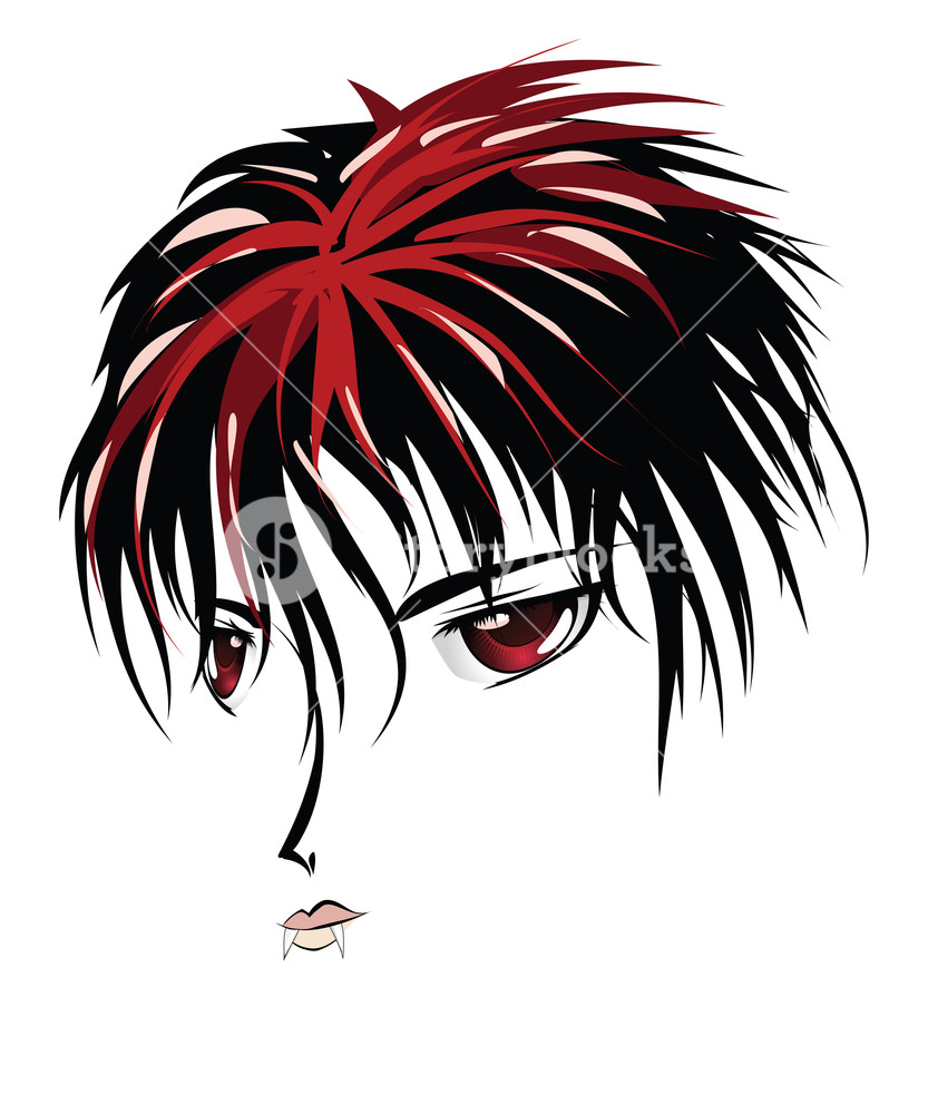 833x1000 Cartoon Vampire Face With Red Eyes In Anime, Manga Style Royalty