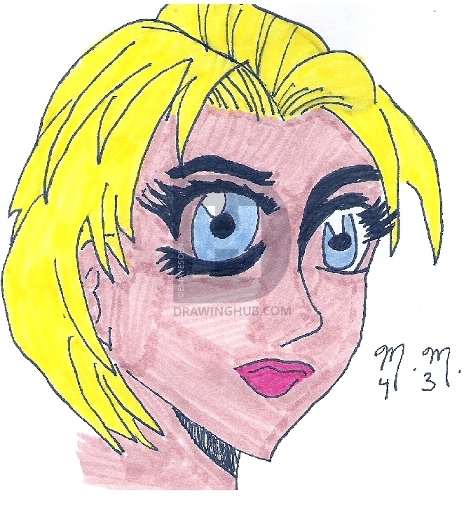 672x724 A Manga Woman Drawing