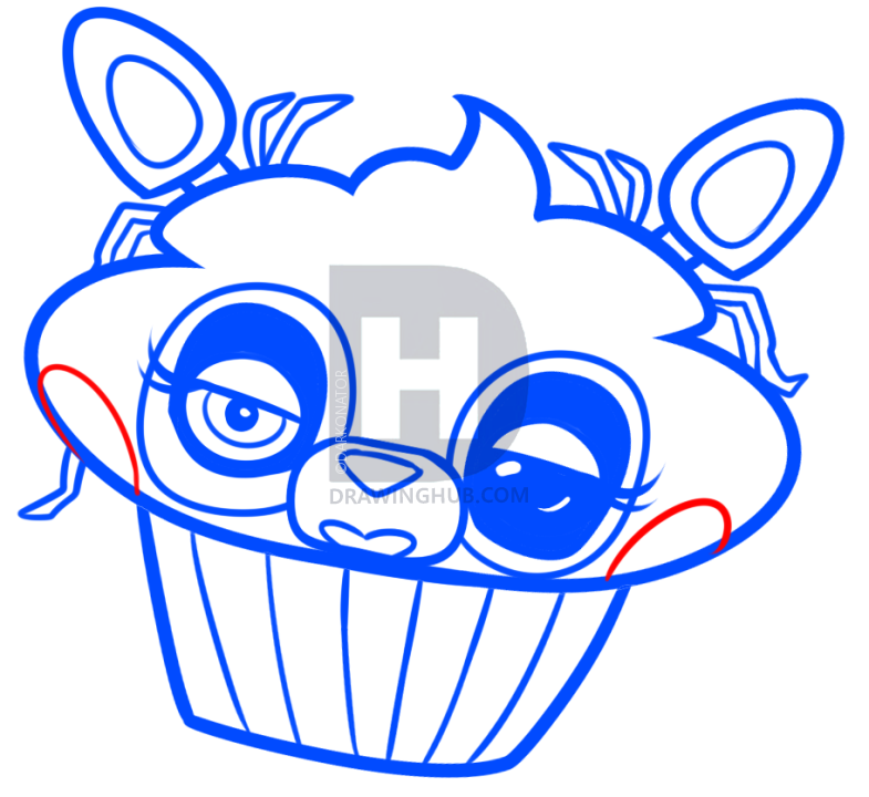 785x720 How To Draw Cupcake Mangle, Step