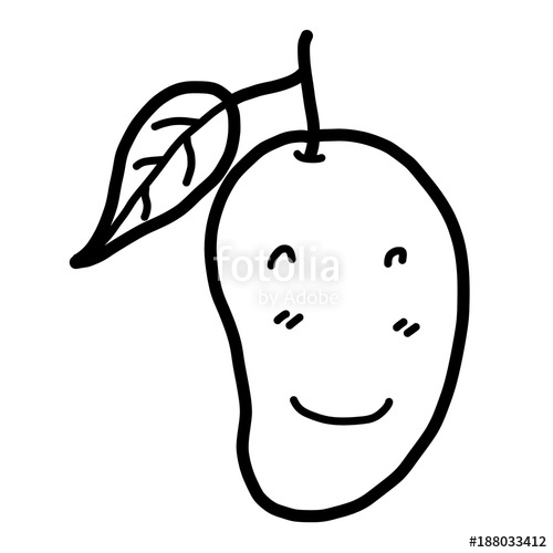 500x500 Smile Mango Cartoon Vector And Illustration, Black And White