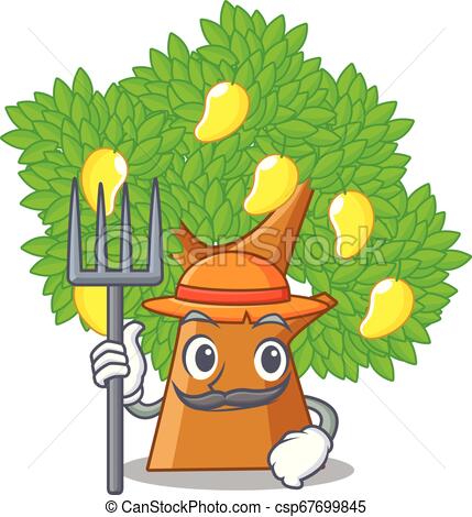 429x470 Farmer Mango Tree Isolated With The Mascot Vector Illstration