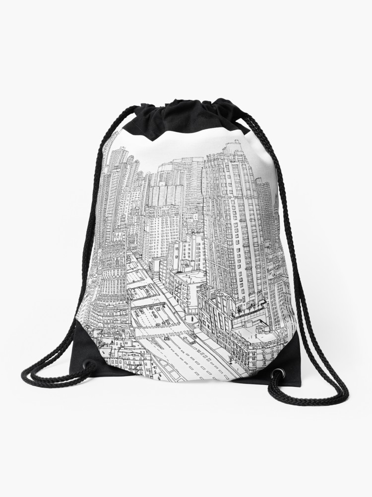 750x1000 First Avenue Nyc Manhattan Contour Drawing Drawstring Bag