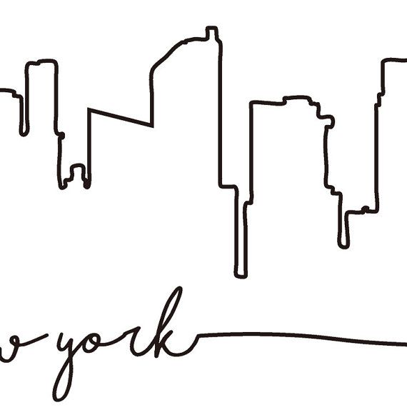 570x588 nyc skyline print, new york city skyline outline poster, city