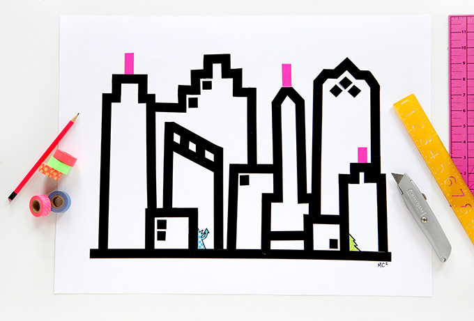 680x461 Home Diy Washi Skyline Wall Art