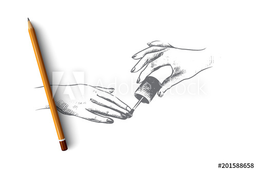 500x334 Nail Studio Concept Hand Drawn Elegant Woman Hand Doing Manicure