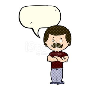 300x300 Cartoon Manly Mustache Man With Speech Bubble Stock Vectors