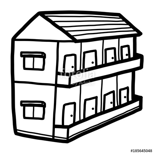 500x500 Mansion Cartoon Vector And Illustration, Black And White, Hand