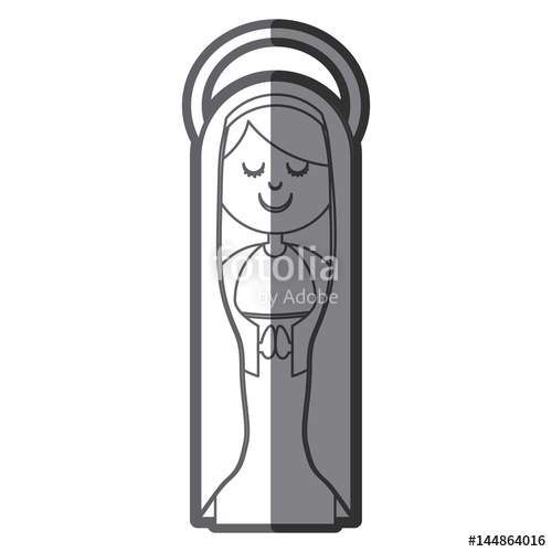 500x500 grayscale silhouette of virgin with mantle and aura vector