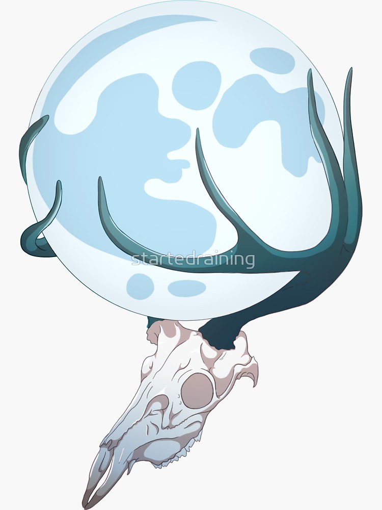 750x1000 deer skull moon mantle in blue sticker