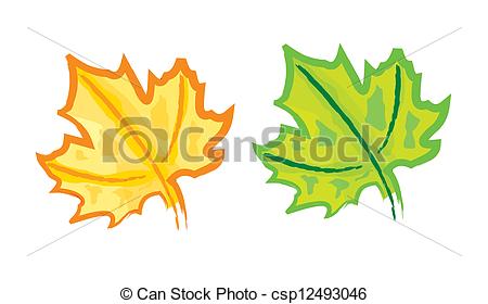450x280 Hand Drawing Maple Leaf Set