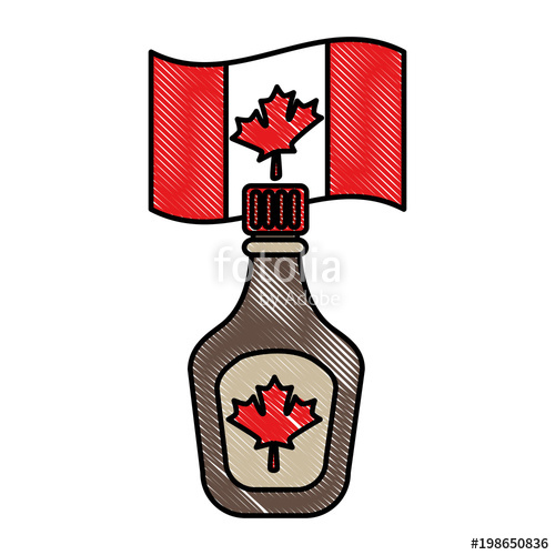500x500 Bottle Syrup Maple And Canadian Flag Vector Illustration Design