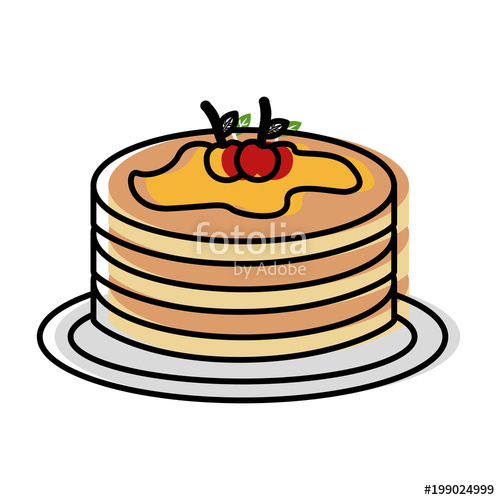 500x500 Pancake Syrup Maple On Dish Food Vector Illustration Drawing Color