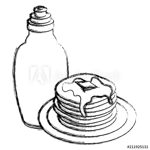 500x500 Pancakes With Syrup Maple Vector Illustration Design