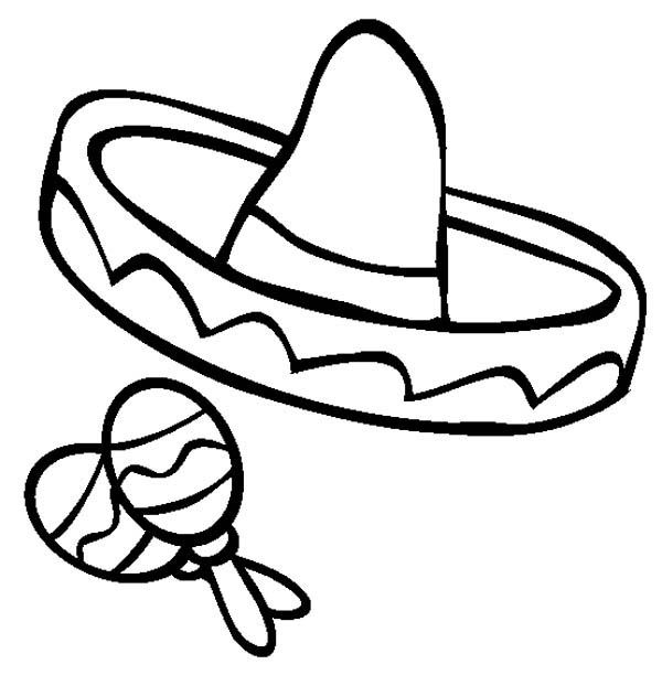 600x612 mexican fiesta, mexica sombrero and maracas in mexican fiesta