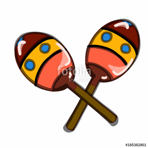 500x500 Realistic Instrument Cartoon Illustration Drawing Maracas Stock
