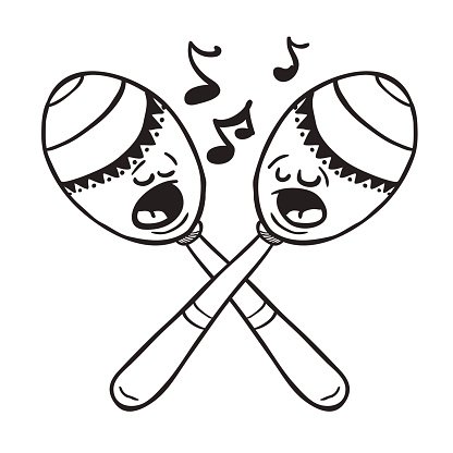 416x416 Black And White Maracas Singing Premium Clipart