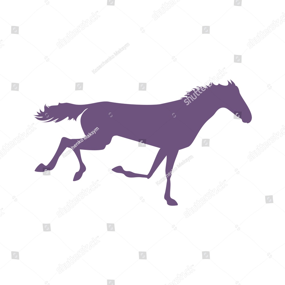 1000x1000 Running Horse Silhouette Realistic Drawing On Isolated Background