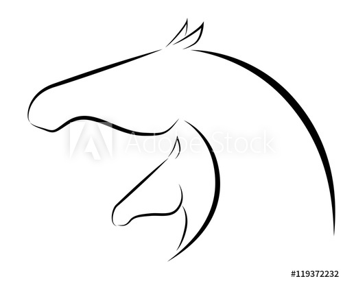 500x410 Stylized Vector Illustration Of Mare And Foal