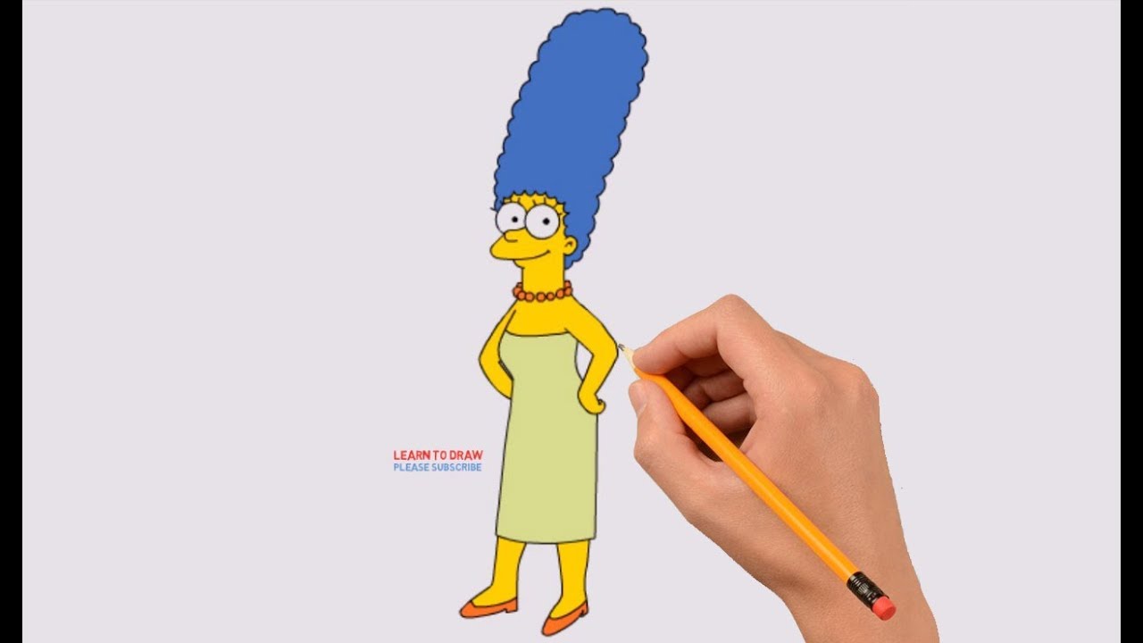 1280x720 how to draw marge simpson step