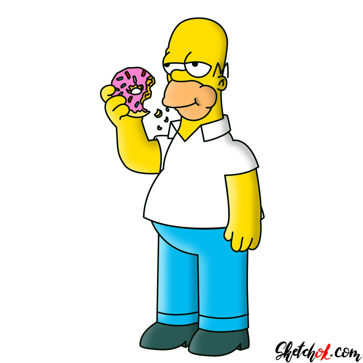 1200x1200 How To Draw Homer Simpson Eating A Donut