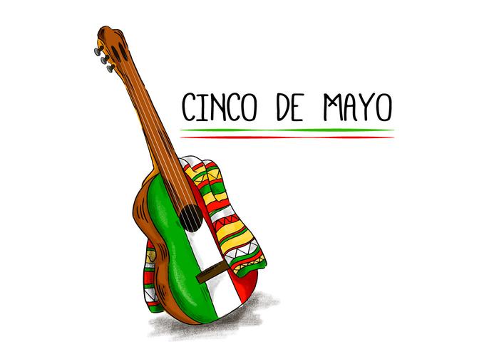 700x490 Colorful Mariachi Guitar With Flat Mexican Color